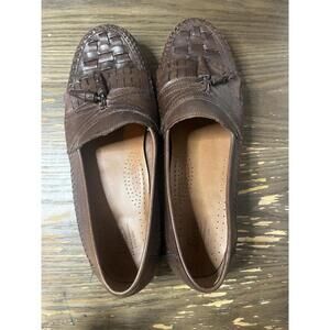 G.H. Bass Court Brown Tassel, Kilt &Woven Design Leather Loafer Shoe Mens Sz 11